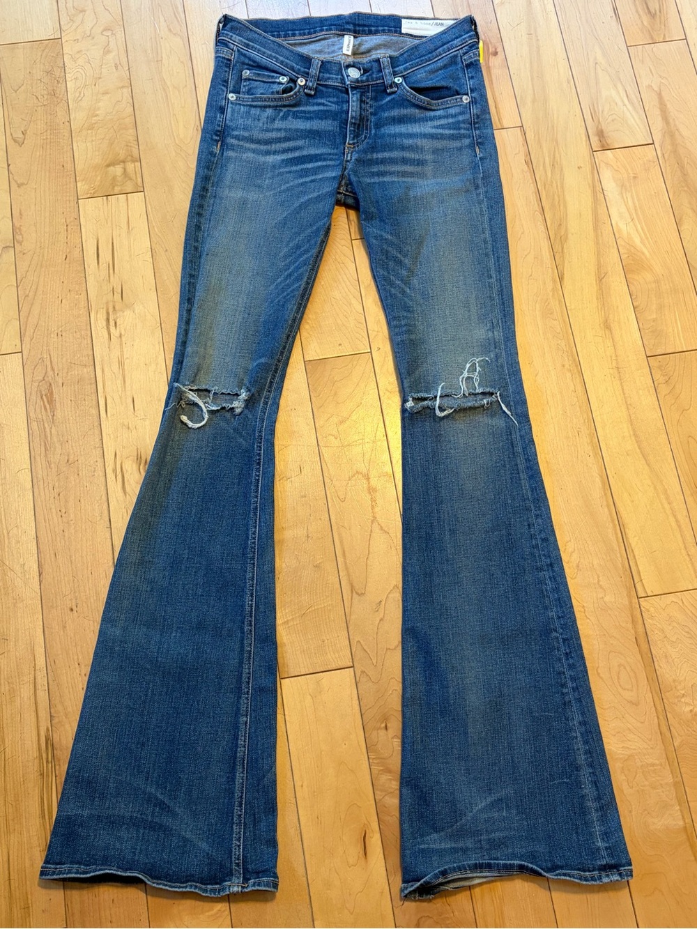 Rag & Bone Elephant Bell Jeans Low Rise Flare Denim Sz 25 Clean Little Five
